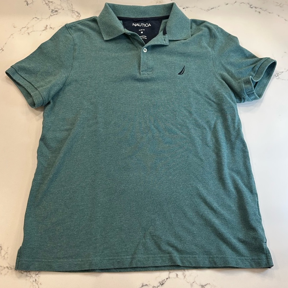 Mens Nautica Slim Fit Cotton Polo Shirt - Light Green Classic preppy boating